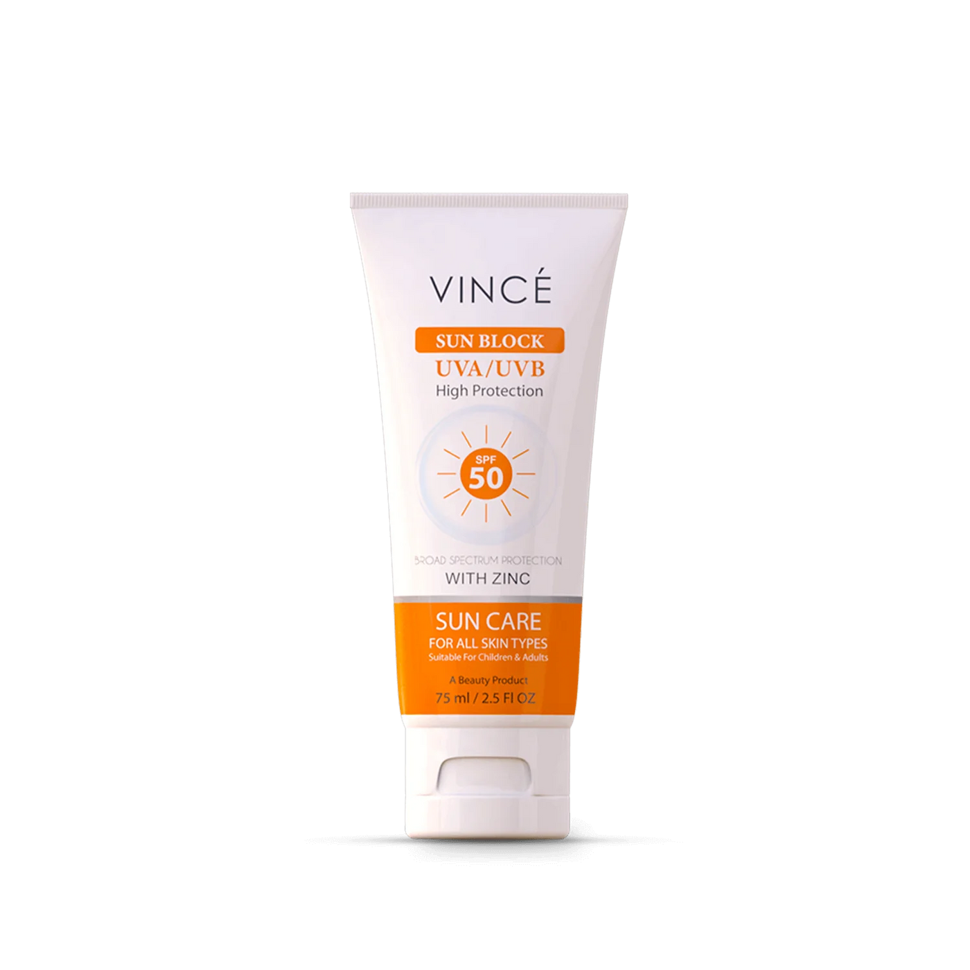 "Vincé Sun Block SPF 50".